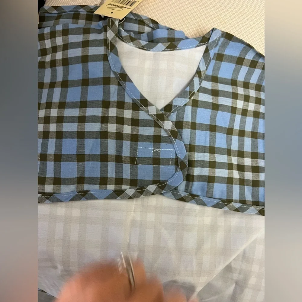 Bibs set of 2 Leveret blue gingham full bib Velcro